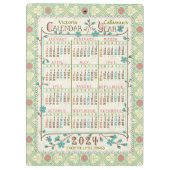 2024 Jaar Kalender Victoriaans Art Nouveau | Aange Klembord (Achterkant)