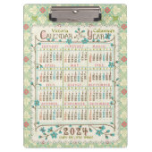 2024 Jaar Kalender Victoriaans Art Nouveau | Aange Klembord (Voorkant)