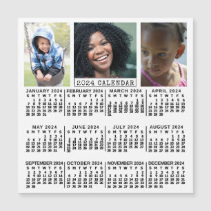 2024 Jaar Kalender Wit   3 foto collage magneet