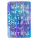 2024 Jaar Maandelijkse Kalender Blauwe Waterverf S Magneet (Verticaal)