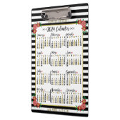 2024 Jaar Maandelijkse kalender Bloemenstrepen | A Klembord (Links)