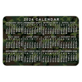 2024 Jaar Maandelijkse Kalender Camouflage Camo Gr Magneet (Horizontaal)