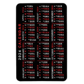 2024 Jaar Maandelijkse Kalender Classic Zwart Rood Magneet (Verticaal)