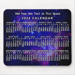 2024 Jaar Maandelijkse Kalender Custom Space Nebul Muismat