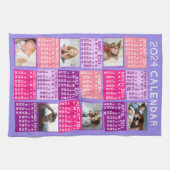2024 Jaar Maandelijkse Kalender Leuke Mod Fotocoll Theedoek (Horizontaal)