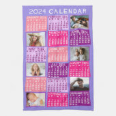 2024 Jaar Maandelijkse Kalender Leuke Mod Fotocoll Theedoek (Verticaal)