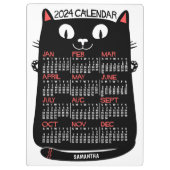 2024 Jaar Maandelijkse Kalender Mid-Century Black  Klembord (Achterkant)