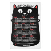 2024 Jaar Maandelijkse Kalender Mid-Century Black  Mini Klembord (Achterkant)