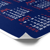 2024 Jaar Maandelijkse Kalender Mid-Century Blue C Poster (Hoek)