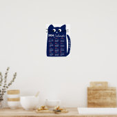 2024 Jaar Maandelijkse Kalender Mid-Century Blue C Poster (Keuken)