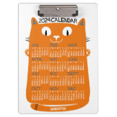 2024 Jaar Maandelijkse Kalender Midden-Eeuw Oranje Klembord (Voorkant)