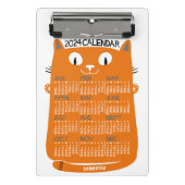 2024 Jaar Maandelijkse Kalender Midden-Eeuw Oranje Mini Klembord (Voorkant)