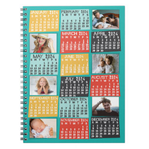 2024 Jaar Maandelijkse Kalender Modern 6 Fotocolla Notitieboek