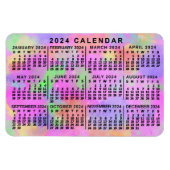 2024 Jaar Maandelijkse Kalender Regenboog Splatter Magneet (Horizontaal)