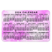 2024 Jaar Maandelijkse Kalender Roze Waterverf Ste Magneet (Horizontaal)