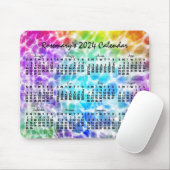 2024 Jaar Maandelijkse Kalender Tiedye Hippie Rain Muismat (Met muis)