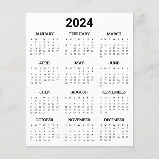 2024 Jaar op het Blad van het Kalenderkalender (Voorkant)