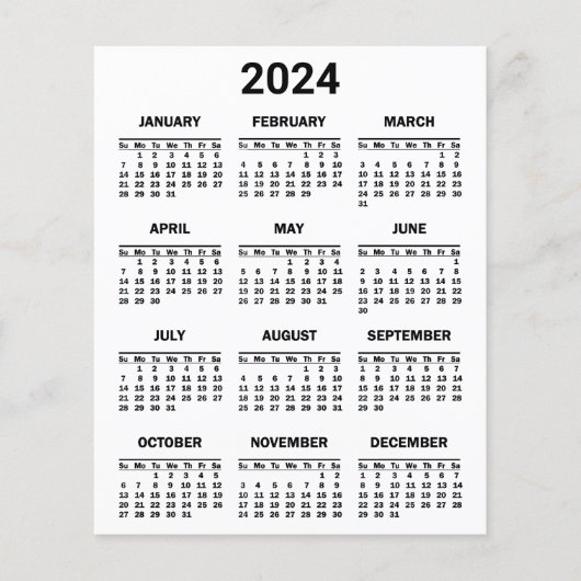 2024 Jaar op het Blad van het Kalenderkalender (Voorkant)