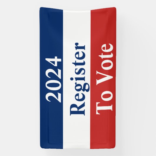 2024 Jaar Rood Wit en Blauw Register om te stemmen Spandoek (Verticaal)