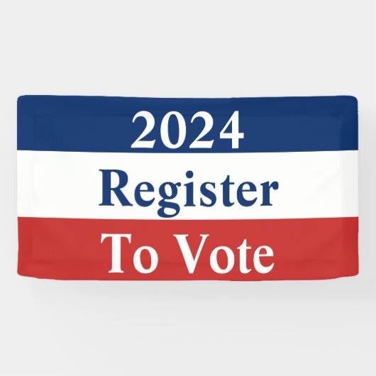 2024 Jaar Rood Wit en Blauw Register om te stemmen Spandoek (Horizontaal)