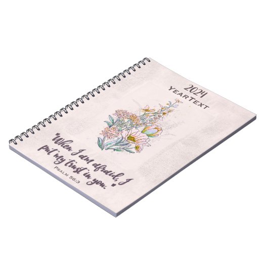 2024 Jaar Tekst Notitieboek Psalm 56:3 (Linkerzijde)