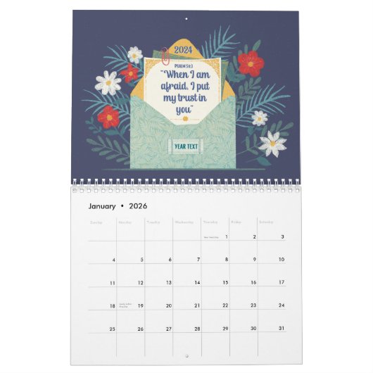 2024 Jaar Tekstkalender Kalender (Jan 2026)