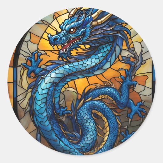 2024 Jaar van Blue Dragon Ronde Sticker (Voorkant)