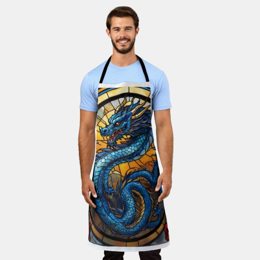 2024 Jaar van Blue Dragon Schort (Gedragen)