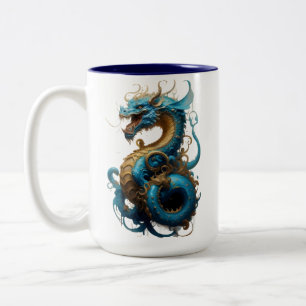 2024 Jaar van Blue Dragon Tweekleurige Koffiemok