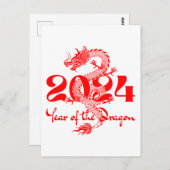 2024 Jaar van de Draak Chinees Nieuwjaar Briefkaart (Voorkant / Achterkant)