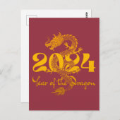 2024 Jaar van de Draak Chinees Nieuwjaar Briefkaart (Voorkant / Achterkant)