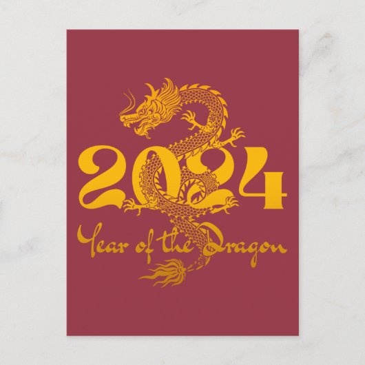 2024 Jaar van de Draak Chinees Nieuwjaar Briefkaart (Voorkant)