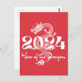 2024 Jaar van de Draak Chinees Nieuwjaar Briefkaart (Voorkant / Achterkant)