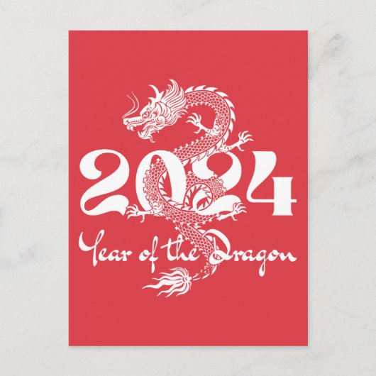 2024 Jaar van de Draak Chinees Nieuwjaar Briefkaart (Voorkant)