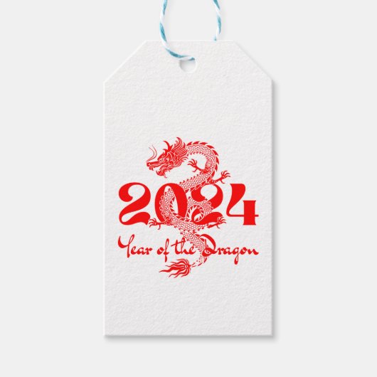 2024 Jaar van de Draak Chinees Nieuwjaar Cadeaulabel (Voorkant)