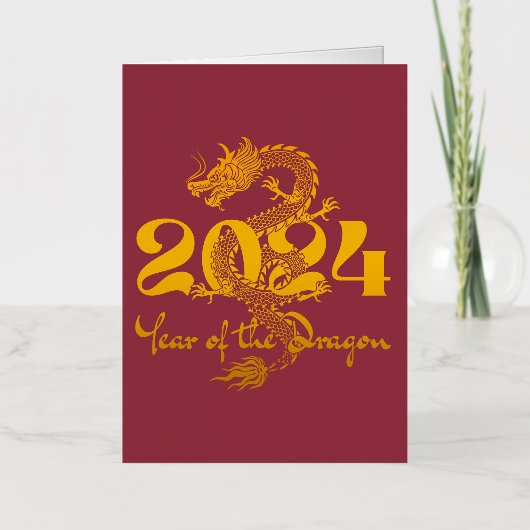 2024 Jaar van de Draak Chinees Nieuwjaar Folie Wenskaart (Voorkant)