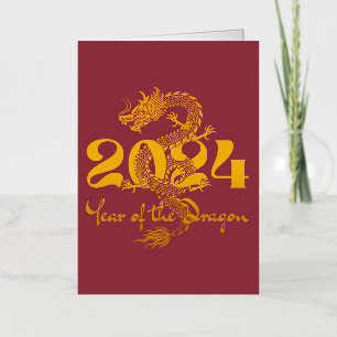 2024 Jaar van de Draak Chinees Nieuwjaar Folie Wenskaart