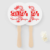 2024 Jaar van de Draak Chinees Nieuwjaar Handwaaier (Voorkant en achterkant)