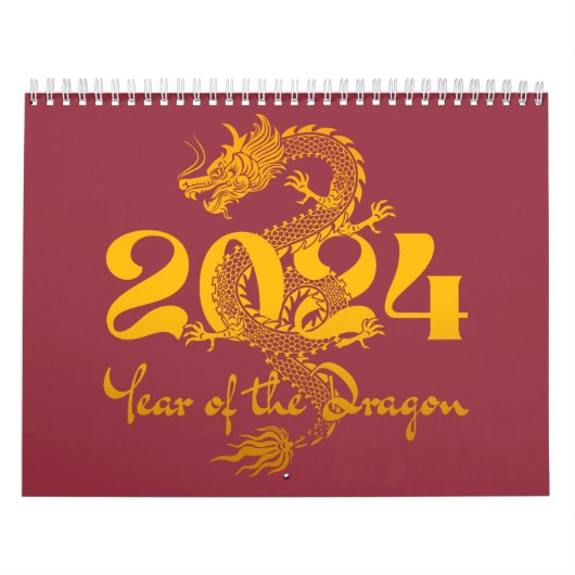 2024 Jaar van de Draak Chinees Nieuwjaar Kalender (Hoes)