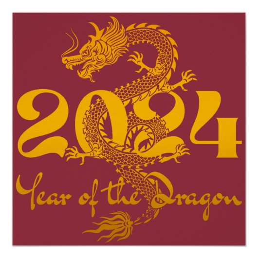 2024 Jaar van de Draak Chinees Nieuwjaar Perfect Poster (Voorkant)