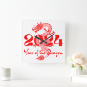 2024 Jaar van de Draak Chinees Nieuwjaar Vierkante Klok (Huis)