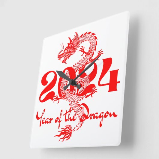 2024 Jaar van de Draak Chinees Nieuwjaar Vierkante Klok (Hoek)
