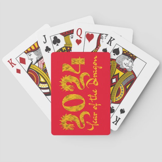 2024 JAAR VAN DE DRAAK GOUD POKERKAARTEN (Achterkant)