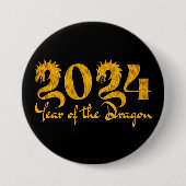 2024 JAAR VAN DE DRAAK GOUD RONDE BUTTON 7,6 CM (Voorkant)