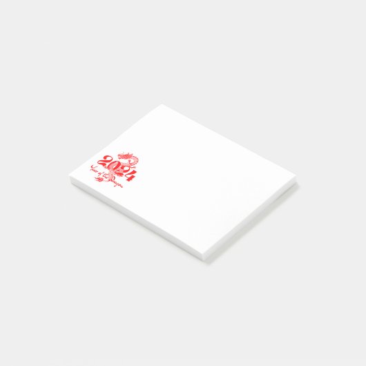 2024 Jaar Van De Draak Rode Chinese Nieuwjaar Post-it® Notes (Schuin)