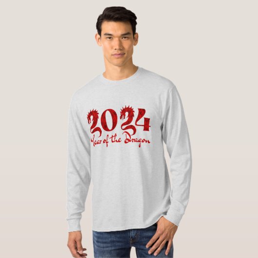 2024 JAAR VAN DE DRAAK ROOD T-SHIRT (Voorkant volledig)