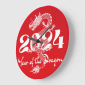 2024 jaar van de draak rood wit grote klok (Hoek)