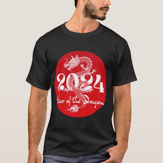 2024 Jaar van de draak rood wit T-shirt (Voorkant)