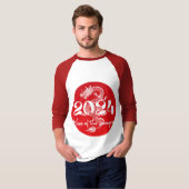 2024 Jaar van de draak rood wit T-shirt (Voorkant volledig)