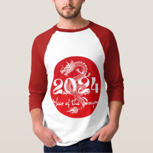 2024 Jaar van de draak rood wit T-shirt